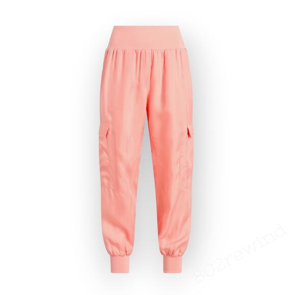 CinqASept Giles Pant Cargo Jogger Cupro PeachyPinkCoralPoppy Crop MidRise - Picture 1 of 9